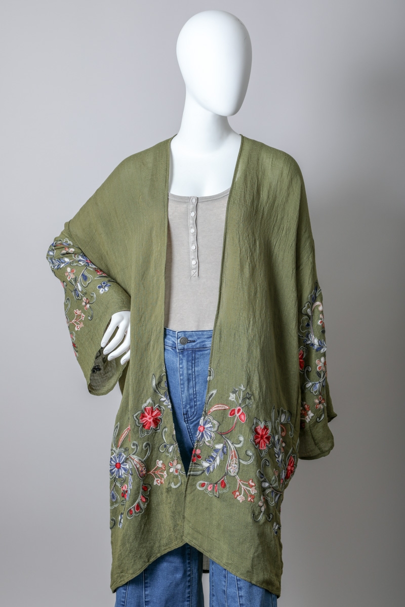Women's Long Kimono Cardigan - Knit Netted Open Front Cover Up, 3/4 Sleeve - View #13
