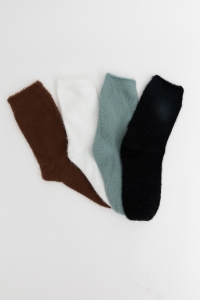 Leto Collection - Knee High Striped Pom Socks Black/White